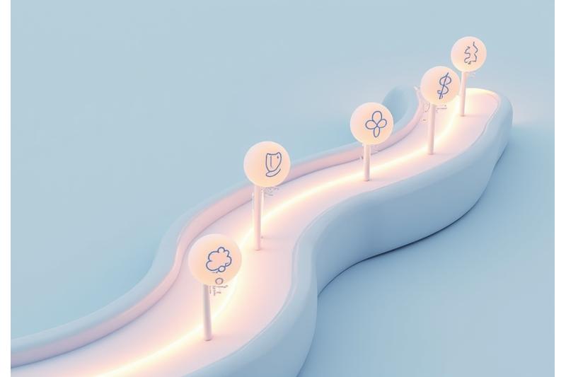 Illustration d'un cheminement personnalisé à travers des modules digitaux de bien-être